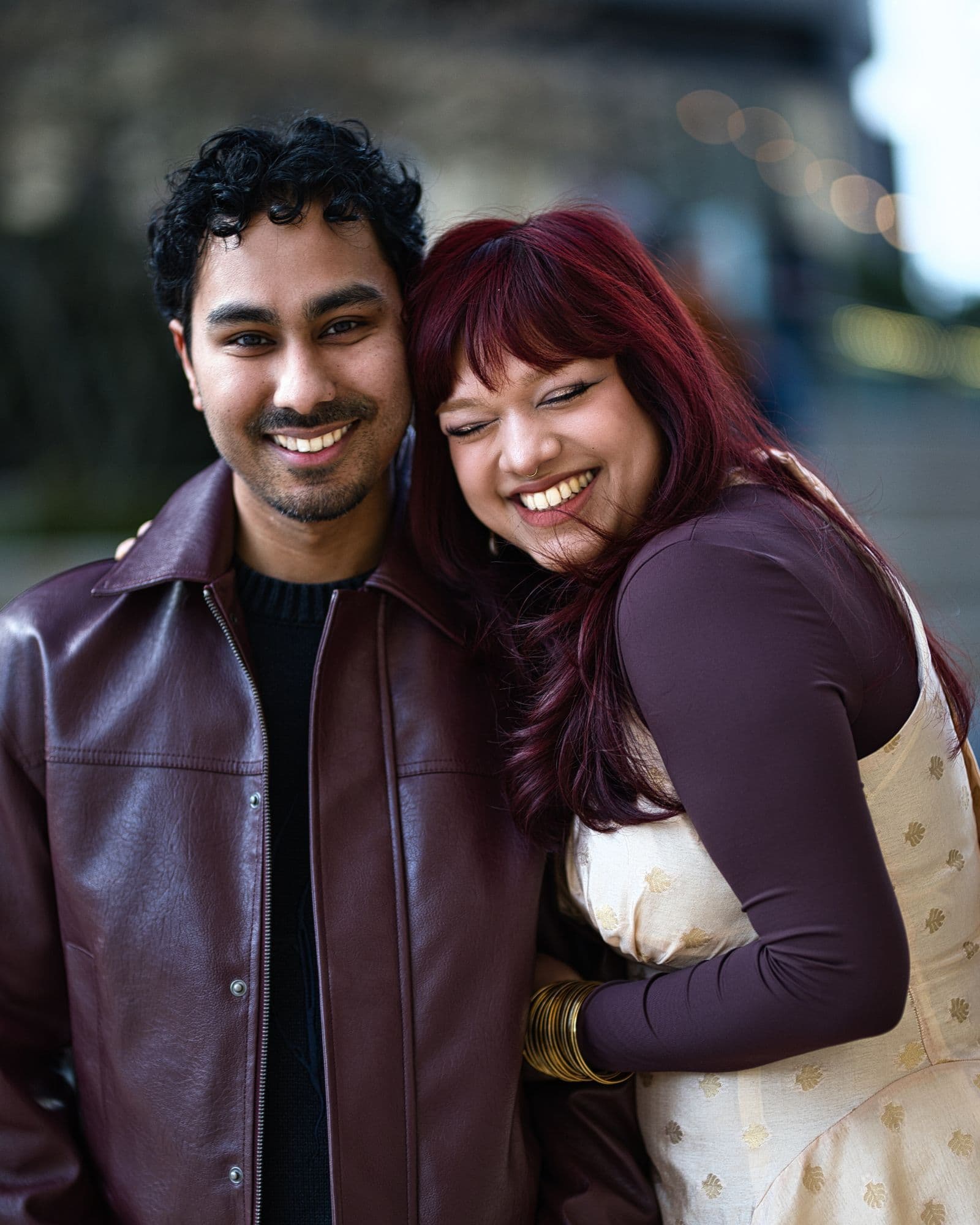 Couple portrait, close embrace